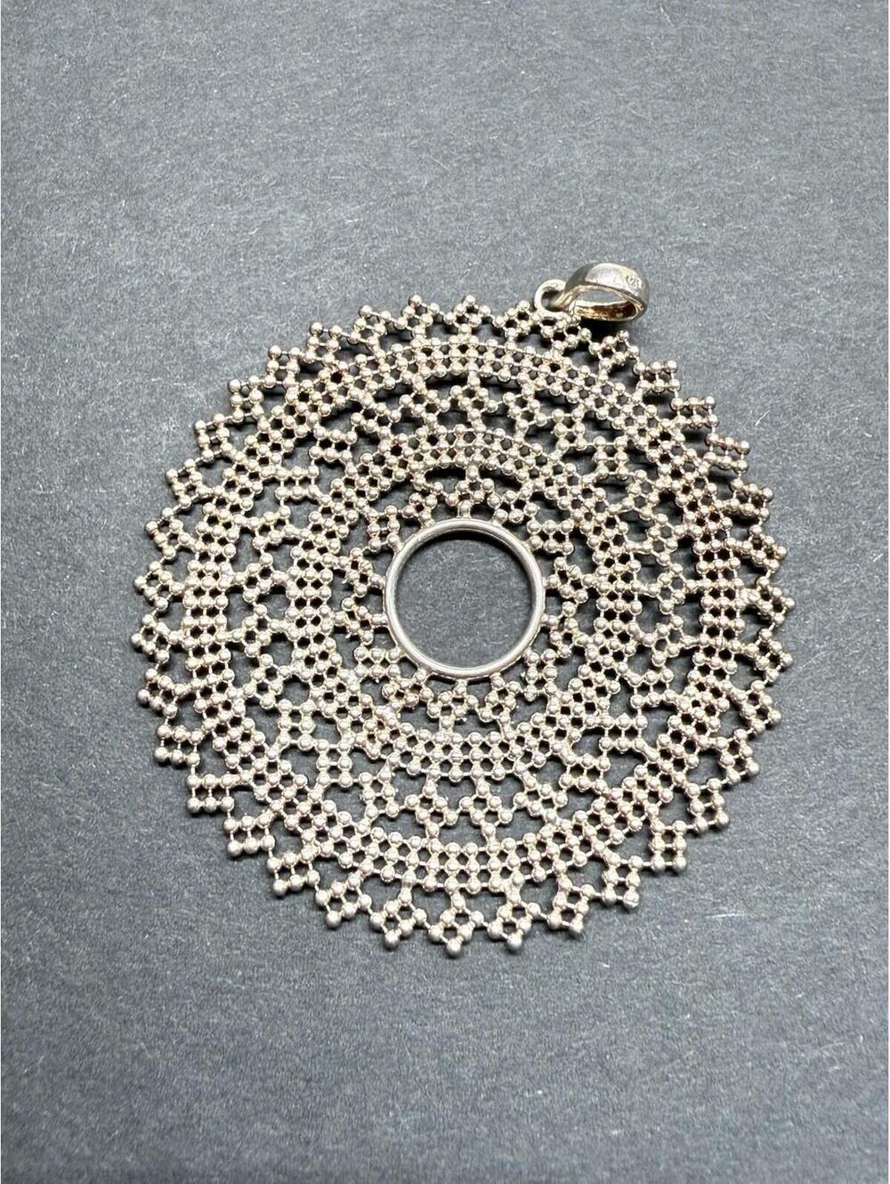 Vintage JCM 925 Italy Sterling Silver Large Beaded Filigree Pendant 12.3g